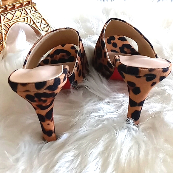 Leopard Print Trendy Minimalist Stiletto Heeled Mule Sandels (NWOT) - Picture 13 of 13